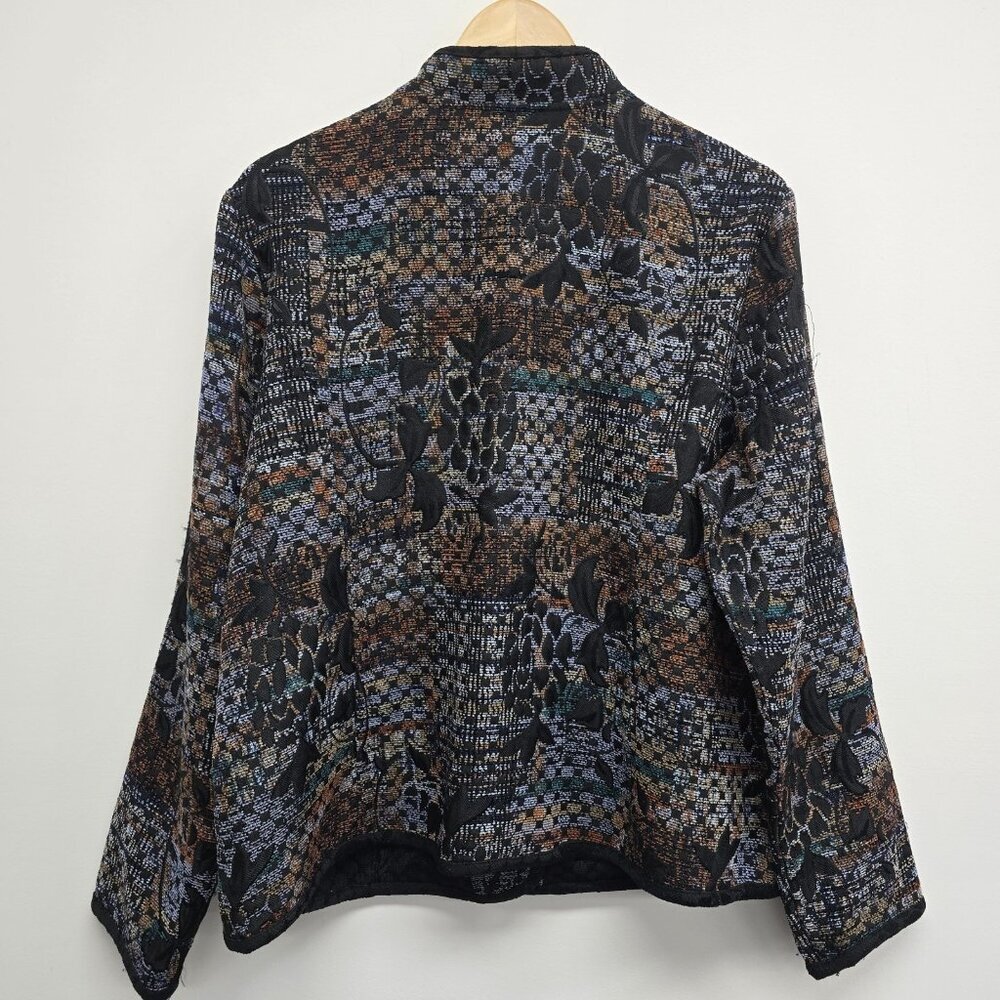 Christopher & Banks Tapestry Jacket XL Metal Buttons Multicolor Textured Artsy - Picture 2 of 8